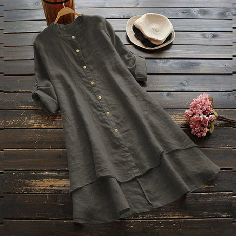 Women' Autumn O-Neck Cotton Linen Baggy T-Shirt Tops