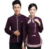 Long Sleeve Hotel Waiter Uniform Female Restaurant Top+Apron