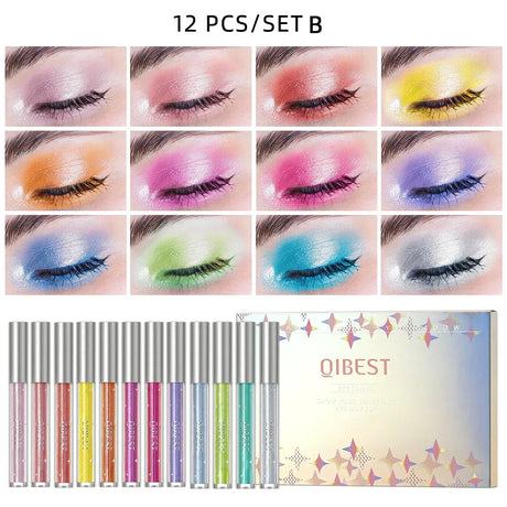 Qibest Colors Glitter Liquid Eyeshadow Waterproof Metallic