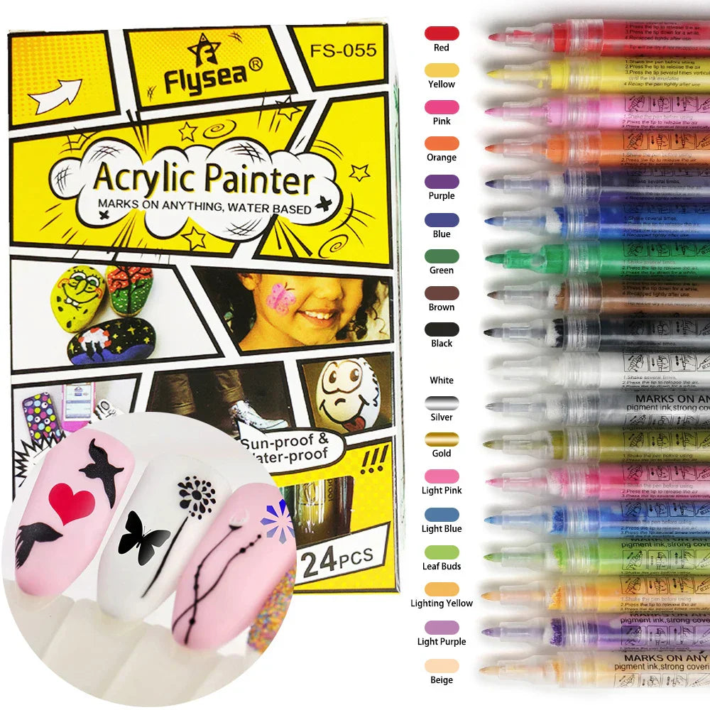 Nail Art Graffiti Pen Set Waterproof Drawing