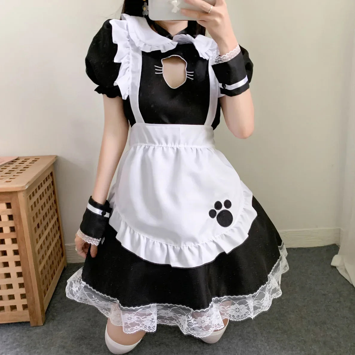 Sexy Black Cat Girl Women Fantasy French Maid