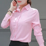 Pink Womens Blouses Business Shirt Female Long Sleeve