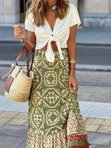 Women' Summer Yellow And Green Bohemian Irregular Pattern
