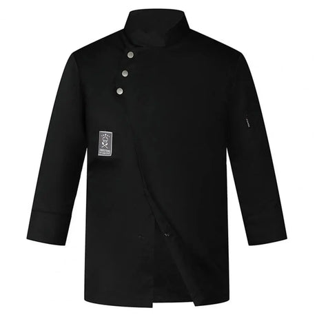 Men Women Chef Uniform Stand Collar Single-Breasted Pocket