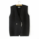 Stylish V-Neck Solid Color Knitted Sweater Vest Womens