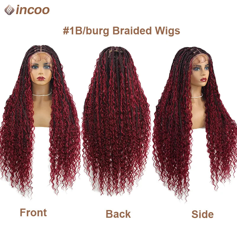 Long Boho Braided Full Lace Front Wigs Blonde