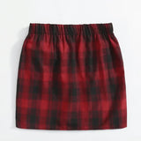 Plus Elastic Waist Summer Spring Casual Bandage Plaid