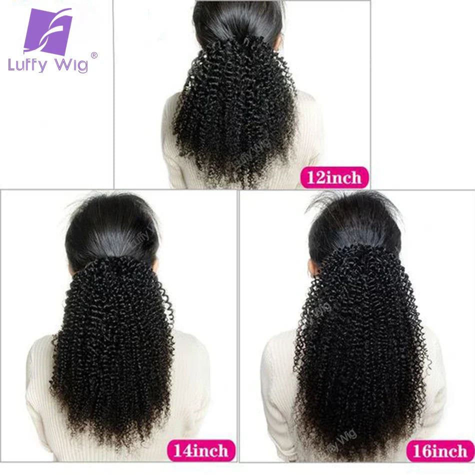 Afro Kinky Curly Drawstring Ponytail Human Hair Real