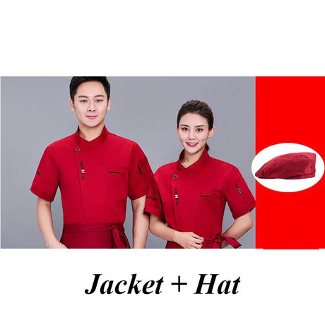 Chef Uniform Short Sleeve Restaurant Cook Coat Women