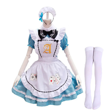 Blue Alice Playing Cards Lolita Maid Dress Costumes