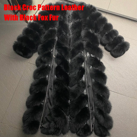 Yoloagain Autumn Luxury Real Fox Fur Coat Long