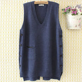 Womens Sweater Vest 4Xl Loose Solid V-Neck Side