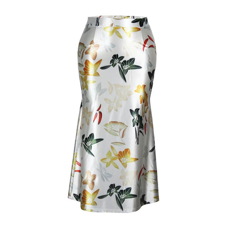 Casual Skirt, Women' Plus Floral Print Slight Stretch