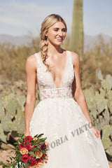 Viktoria Pastrol Wedding Dresses V-Neck Backless Tulle For