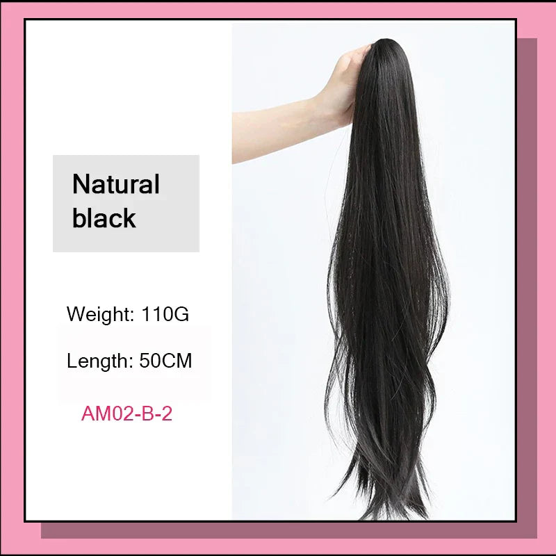 Long Wavy Straight Claw Clip On Ponytail Hair