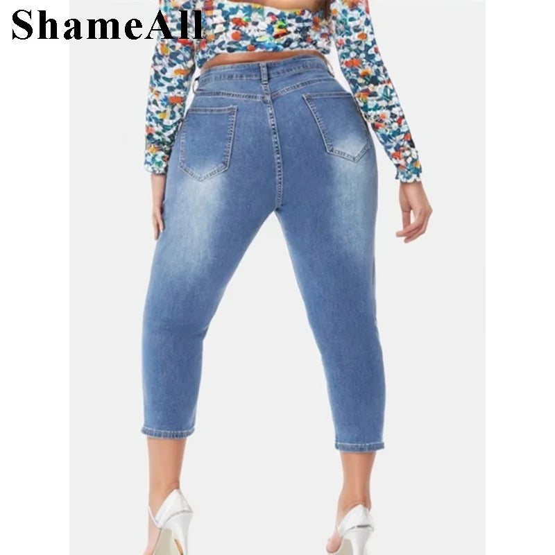 Women' Casual Jeans With Pockets, Button Up Split