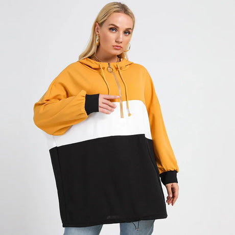 Women Loose Casual Hoodies Top Drop Shoulder O-Ring