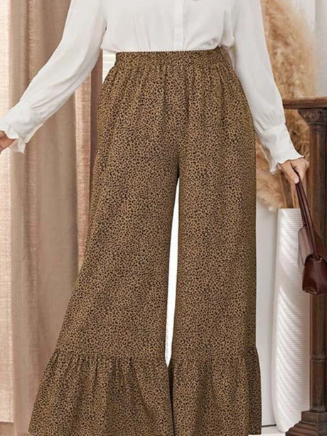 Leopard Printed Pants For Women Office Casual High