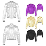 Kids Girls Shiny Baseball Jacket Bolero Disco Blazer