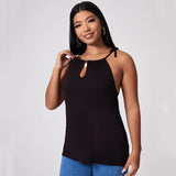 Sexy Hater Neck Summer Casual Top Women Tie