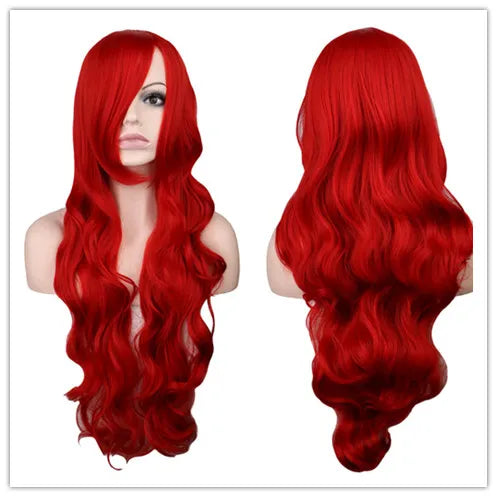 Women Synthetic Hair Red Pink Blue Orange Curly