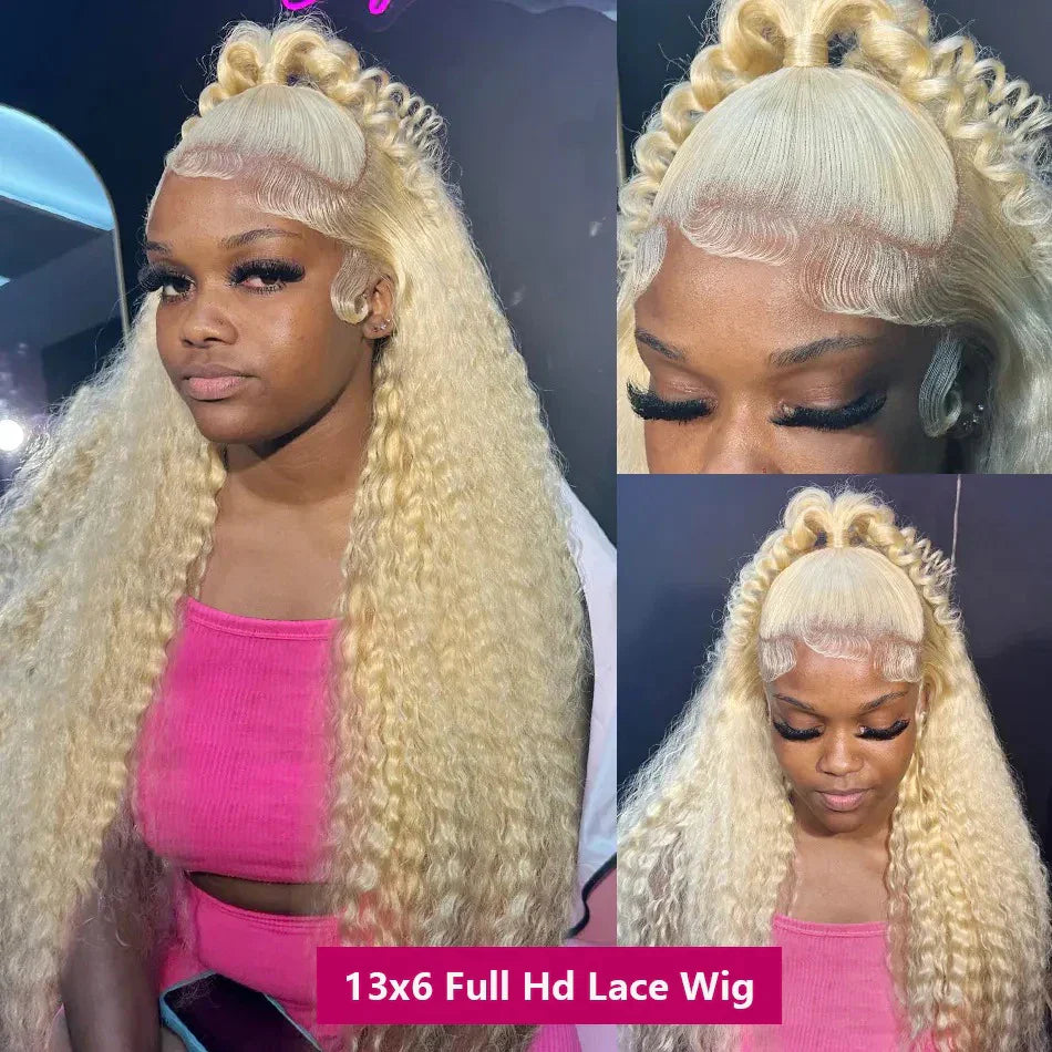 Honey Blonde Deep Wave Lace Frontal Wig Brazilian