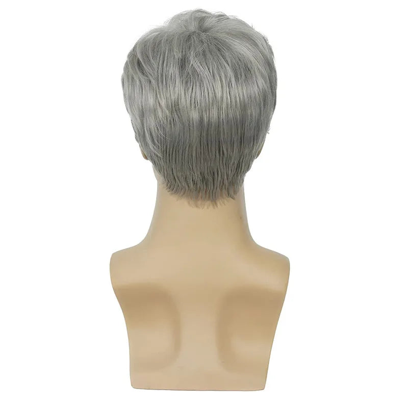 Men'S Wig Inches Handsome Shaggy Short Hair Gray