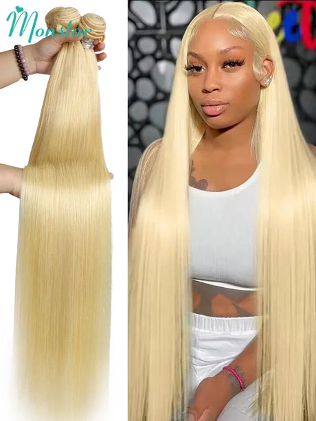 Monstar Blonde Straight Hair Bundles Brazilian Remy