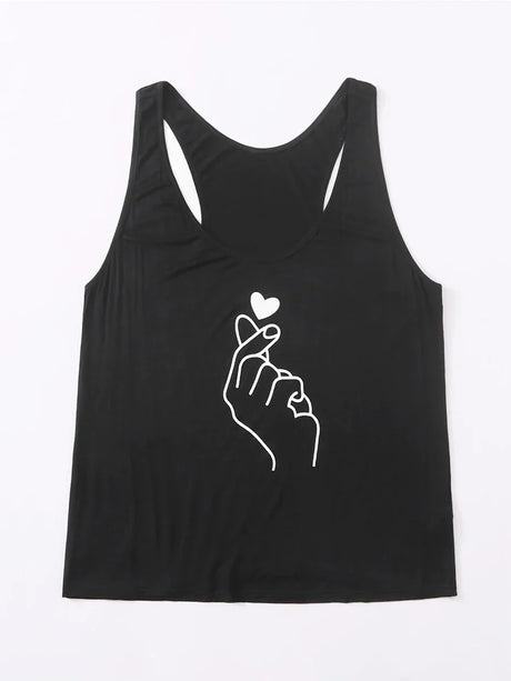 Finjani Women' Cami Slip Shoulder Heart Print Tank