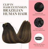 Clip In Human Hair Extensions Straight Natural Light