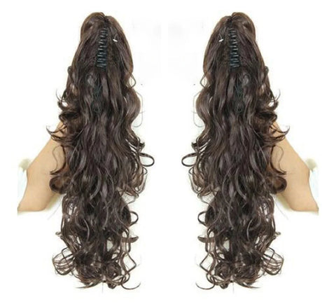 Synthetic Long Wavy Claw Clip On Ponytail Drawstring