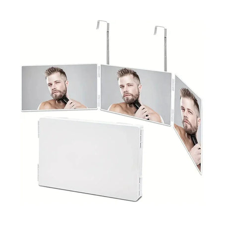 White Retractable Adjustable Hanging Three Mirrors Makeup Folding