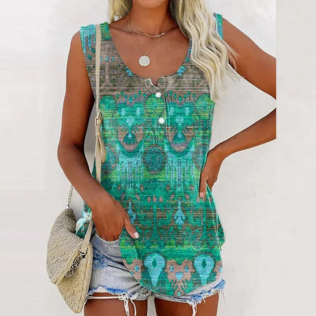 Women Sleeveless Printed Vest Tank Tops Ladies Summer