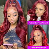 Body Wave Wig Burgundy 99J Lace Front Wig