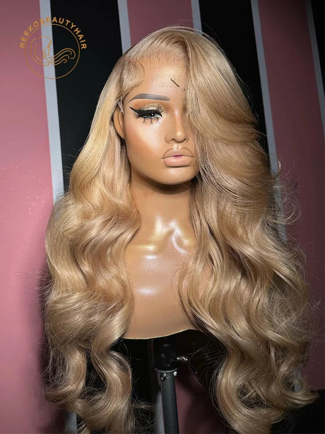 Honey Blonde Colored Body Wave Lace Front Human