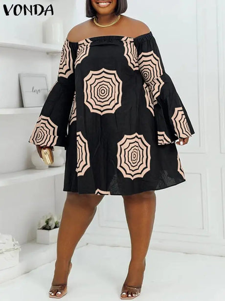 Vonda Women Off Shoulder Dress Summer Bohemian Floral