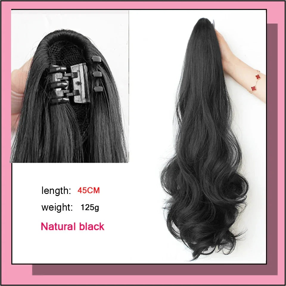 Long Wavy Straight Claw Clip On Ponytail Hair