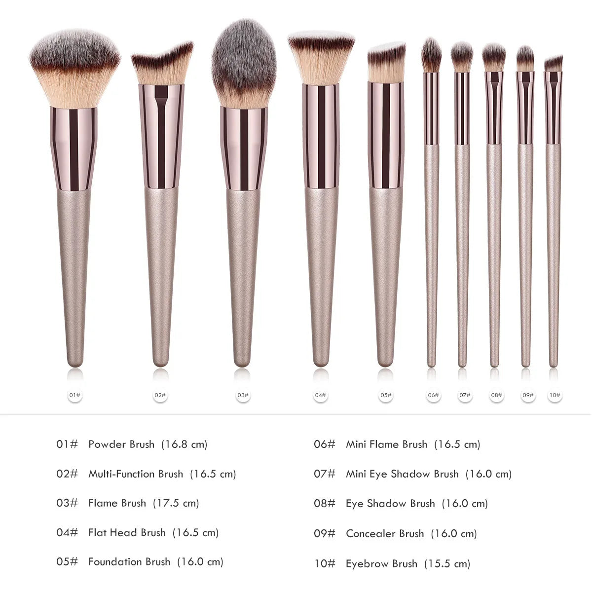 Champagne Makeup Brushes For Cosmetic Foundation