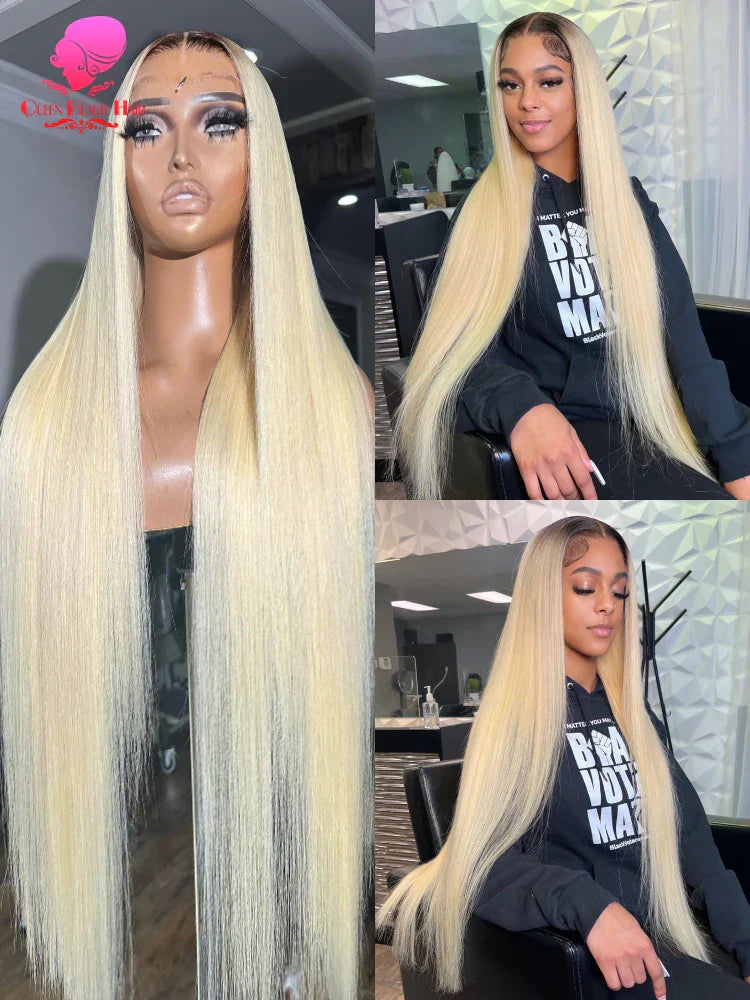 Blonde Ombre Human Hair Wigs Lace Frontal