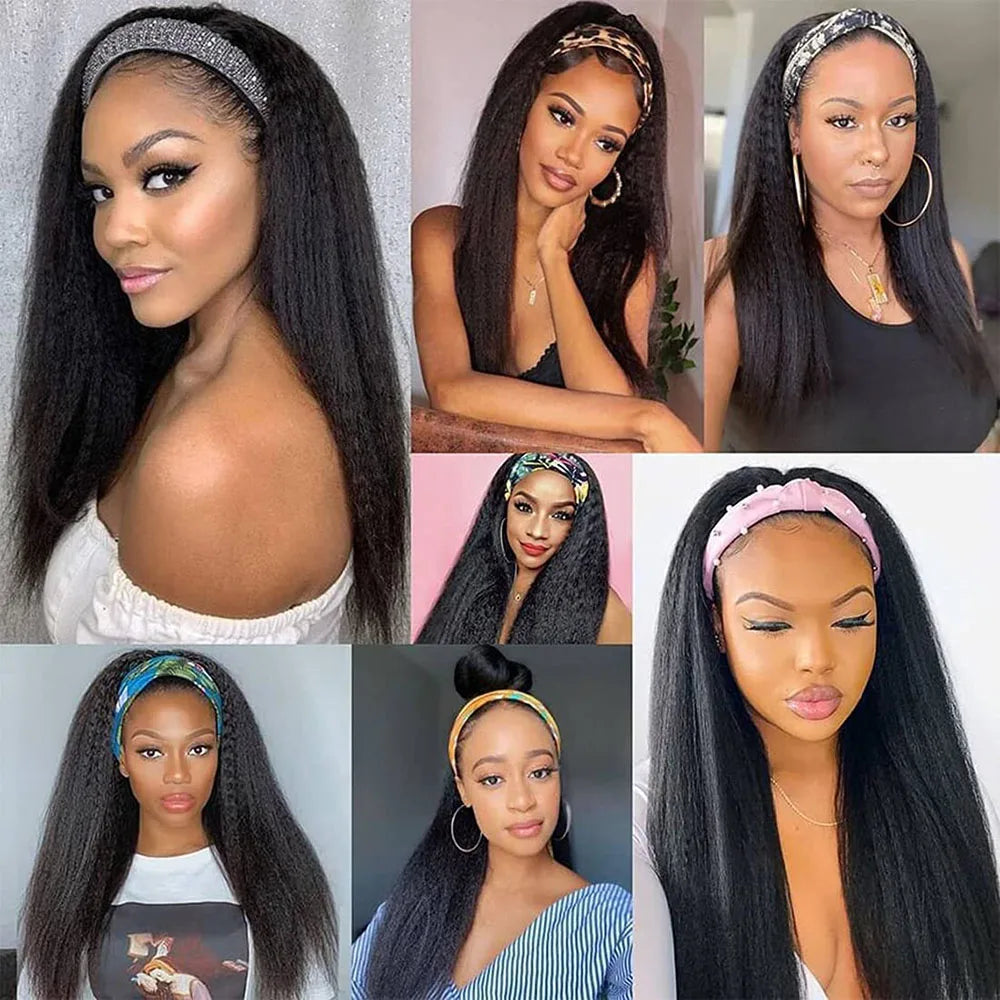 Kinky Straight Headband Wig Glueless Human Hair Wig