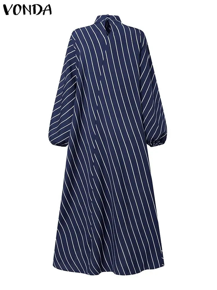 5Xl Vonda Elegant Striped Maxi Dress Women High