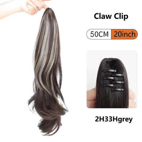 Ombre Color Straight Claw Clip On Ponytail Hair