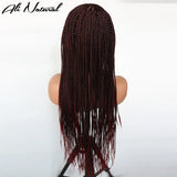 Ombre Burgundy 13X6 Lace Frontal Braids Wig Synthetic