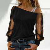 Oversized Women Autumn Sexy Lace Mesh Long Sleeve