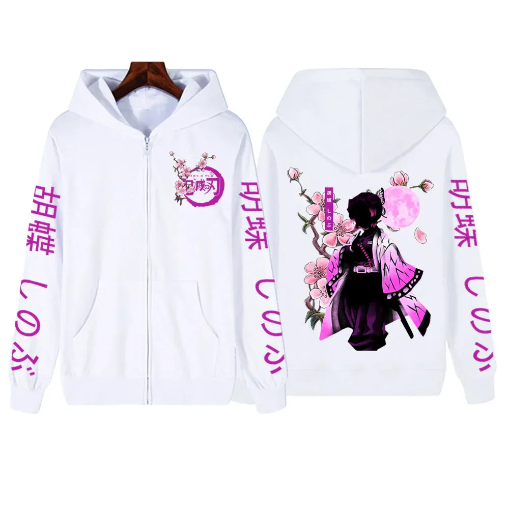 Kochou Shinobu Women Zip Hoodies Winter Autumn Casual