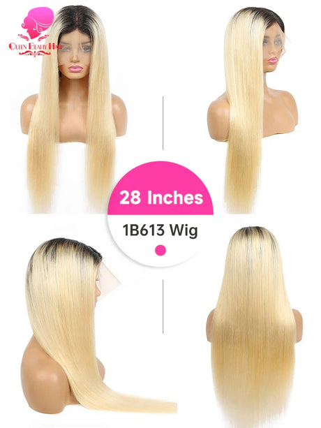 Blonde Ombre Human Hair Wigs Lace Frontal