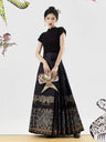 Chinese Style Traditional Pleated Skirt For Women Black