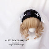 Lolita Headpiece Night Church Virgin Cross Embroidered Shawl