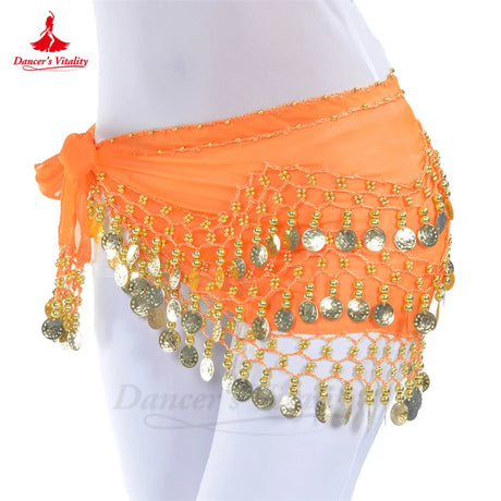 Belly Dance Belt For Women Chiffon Gold Coines