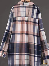 Cotton Mid Length Plaid Print Women Autumn Shirts